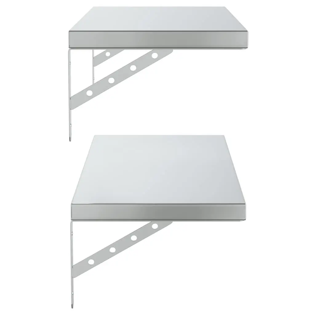Wall Shelves Floating Storage Display 75x30 cm Silver Stainless Steel 2 Piece