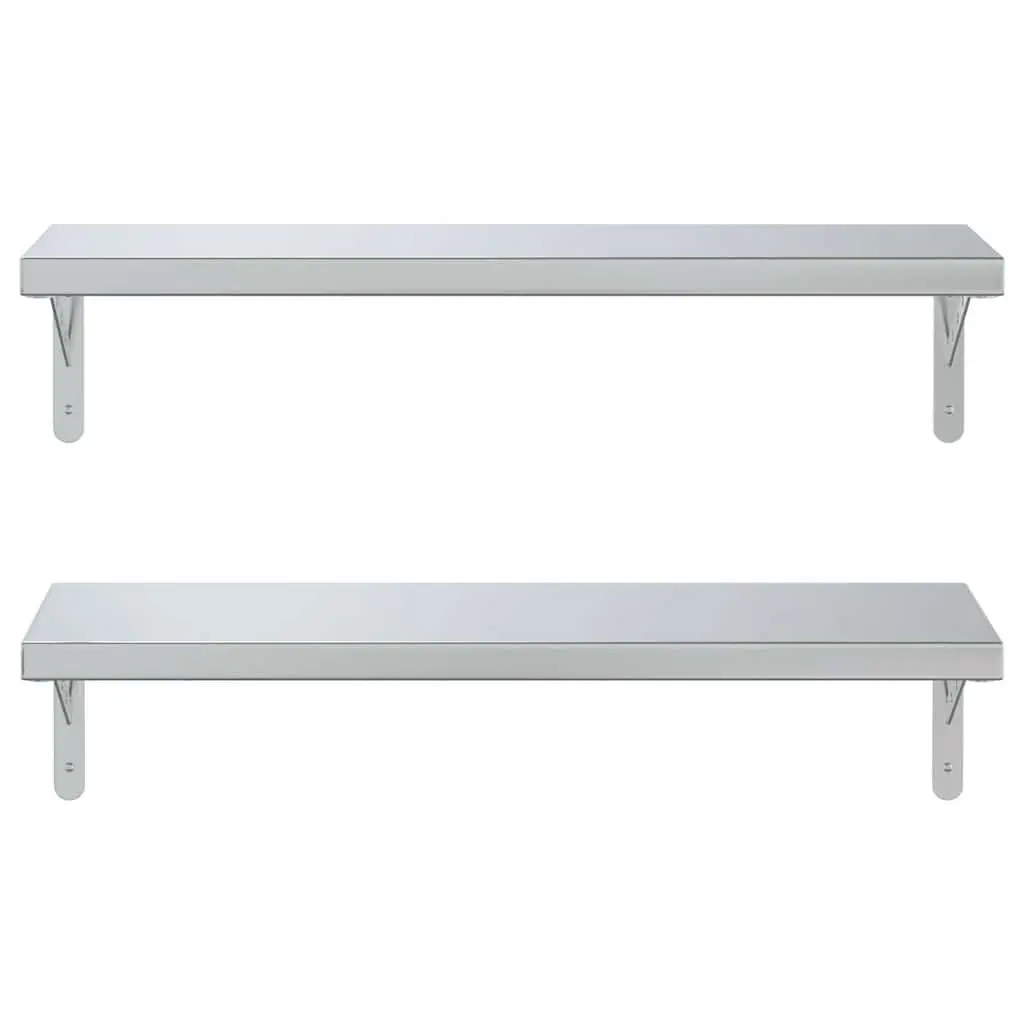 Wall Shelves 2 pcs 75x23.5 cm Silver Floating Shelf Storage Display Rack