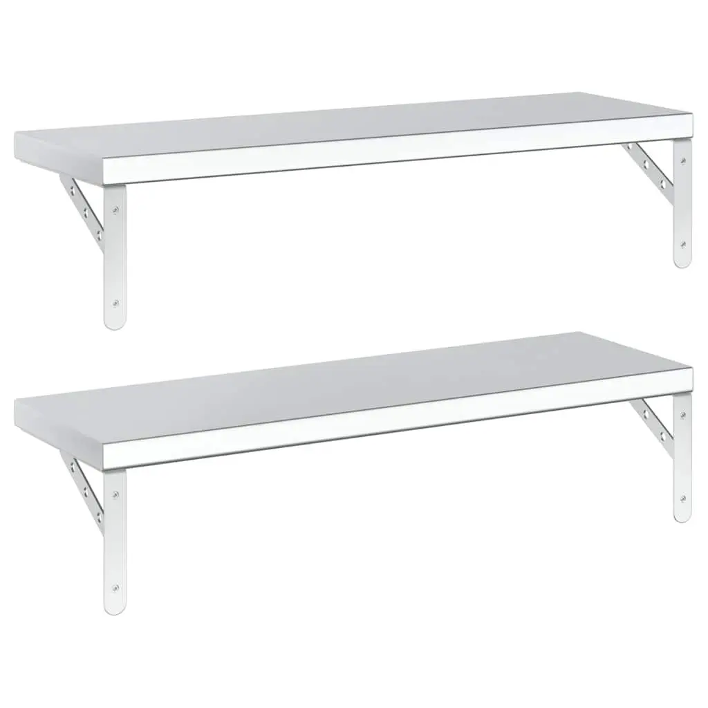 Wall Shelves 2 pcs 75x23.5 cm Silver Floating Shelf Storage Display Rack