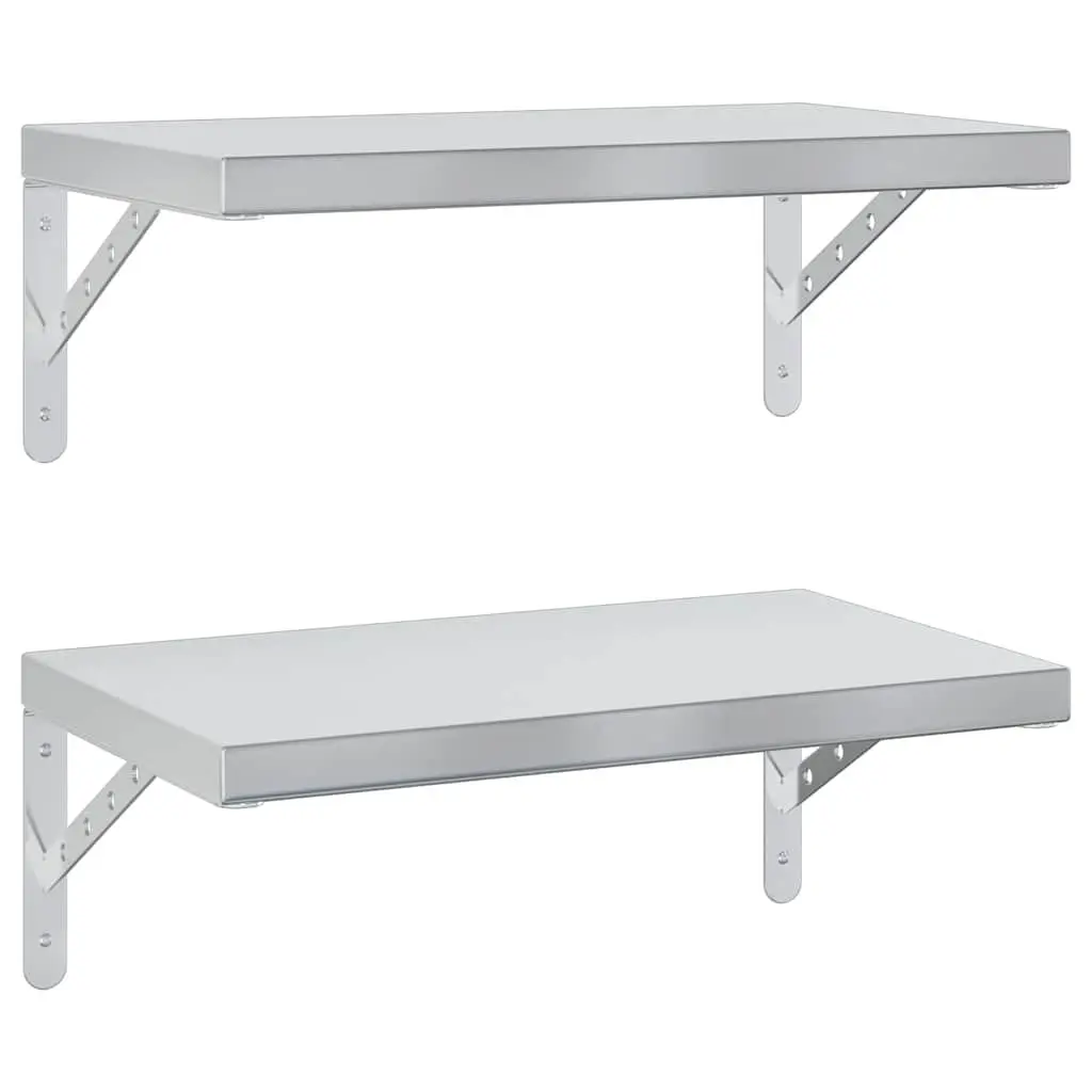 Wall Shelves Storage Display 50x30 cm Silver 2 Piece