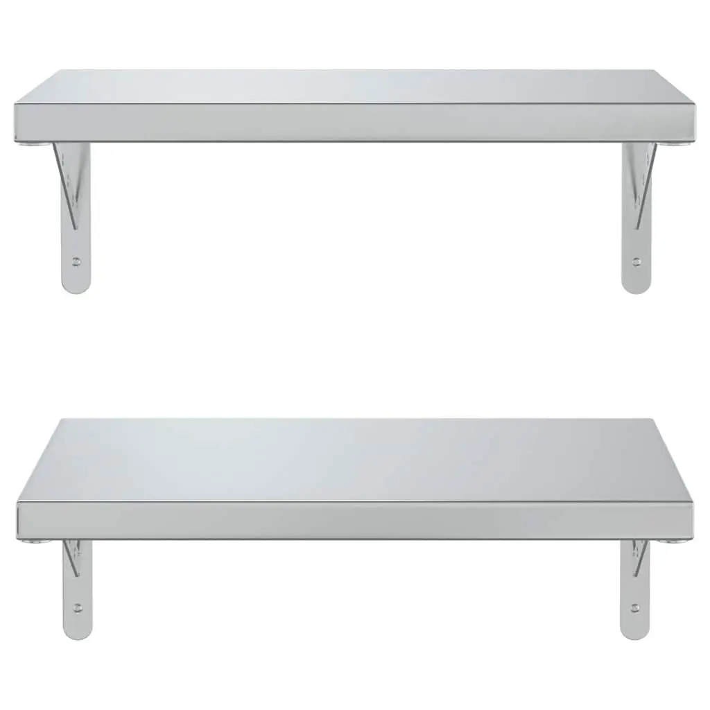 Wall Shelves Storage Display 50x30 cm Silver 2 Piece