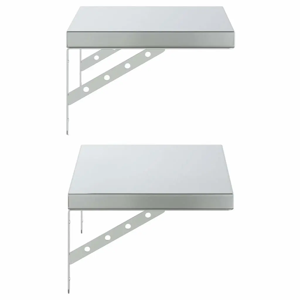Wall Shelves Storage Display 50x30 cm Silver 2 Piece