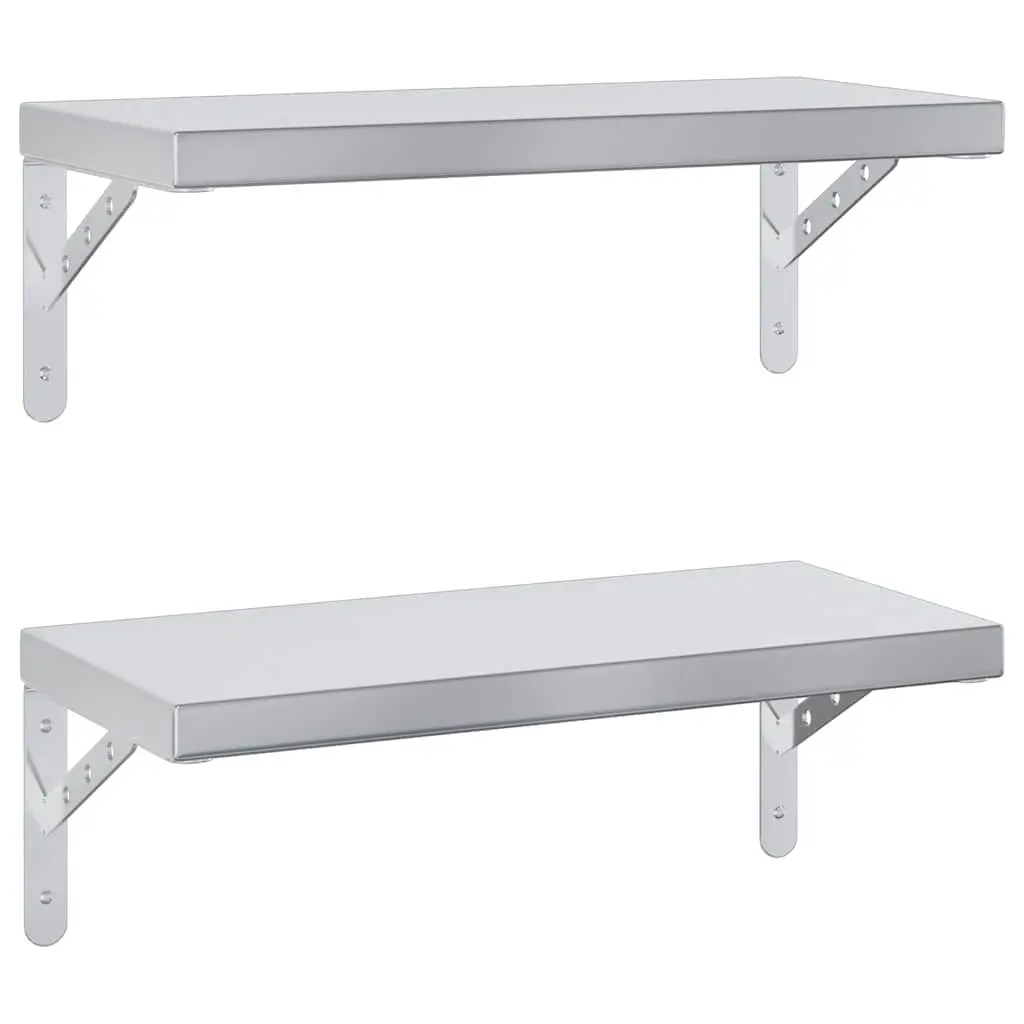 Wall Shelves 2 pcs 50x23.5 cm Silver Floating Storage Display Rack Home