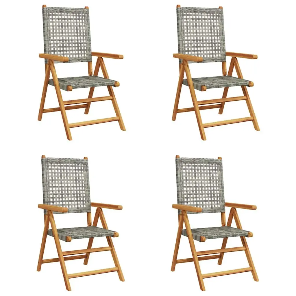 Reclining Garden Chairs Outdoor Seating 4 Piece Grey Foldable Patio Furniture Set