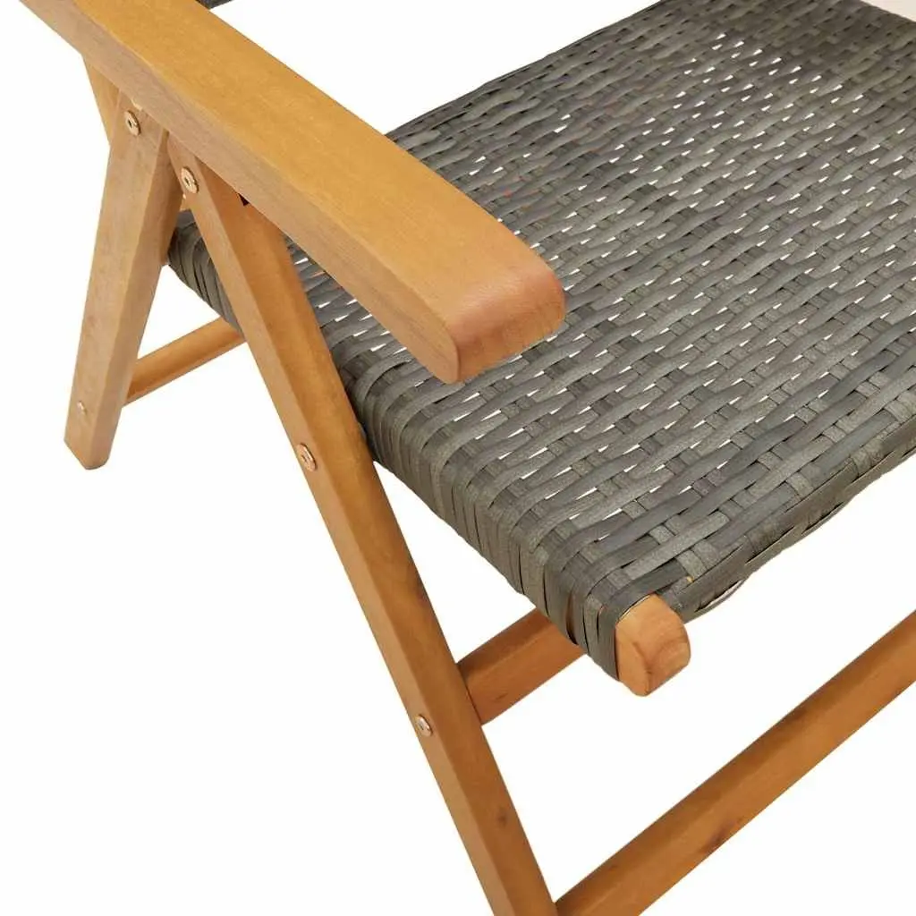 Reclining Garden Chairs Outdoor Seating 4 Piece Grey Foldable Patio Furniture Set