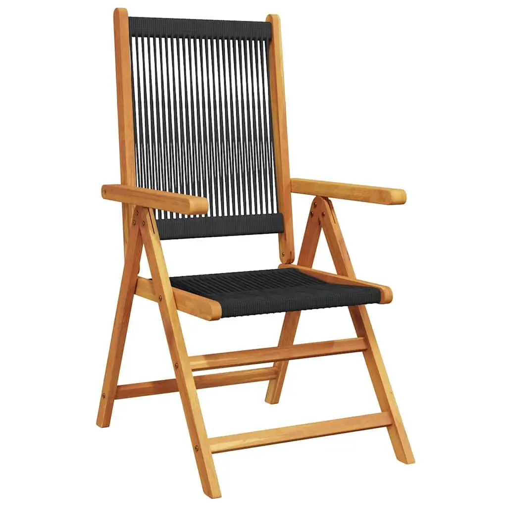 Reclining Garden Chairs Set of 4 Outdoor Foldable Black Wooden Patio Seating