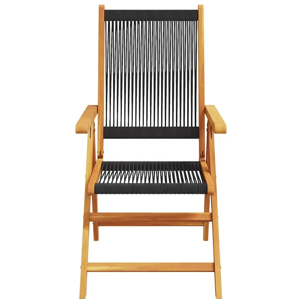 Reclining Garden Chairs Set of 4 Outdoor Foldable Black Wooden Patio Seating