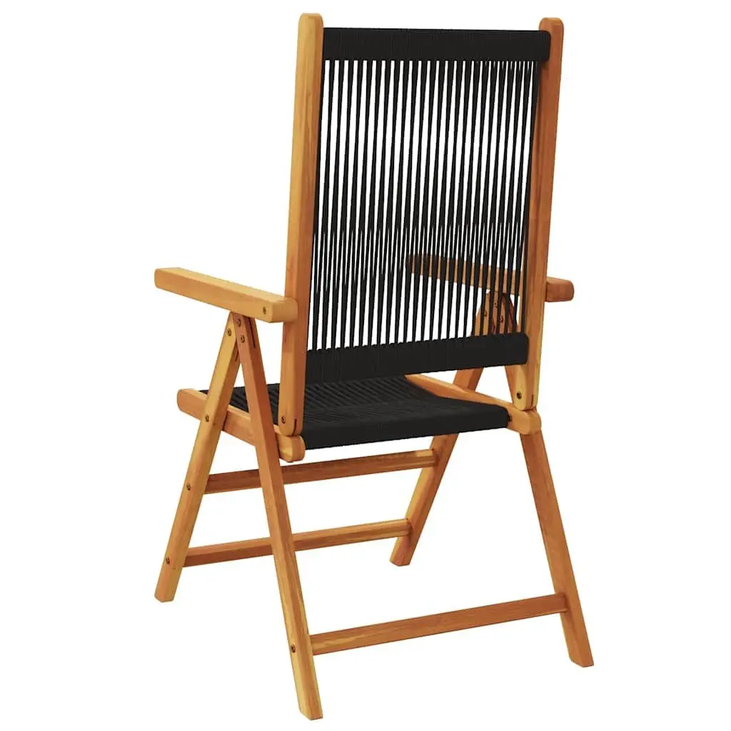 Reclining Garden Chairs Set of 4 Outdoor Foldable Black Wooden Patio Seating