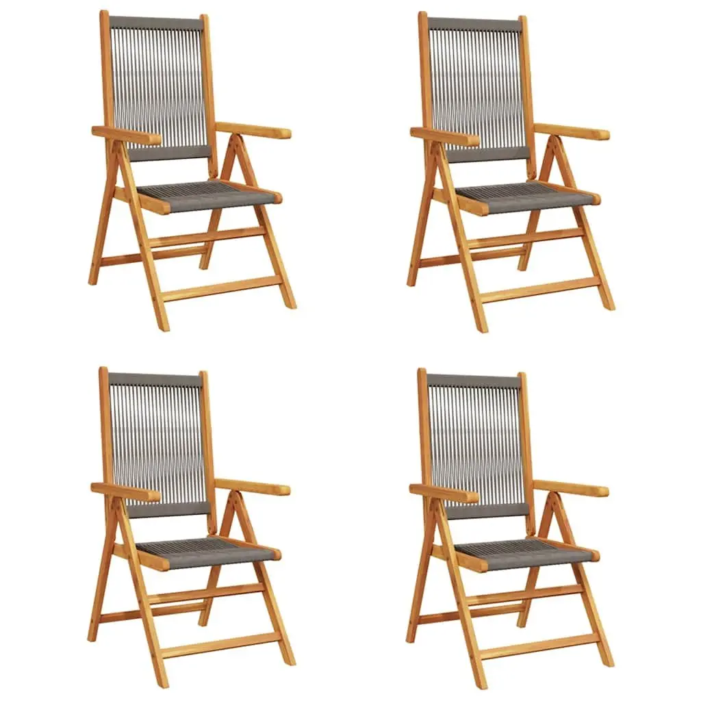 Outdoor Reclining Garden Chairs 4 Pcs Grey Foldable Wooden Patio Seating
