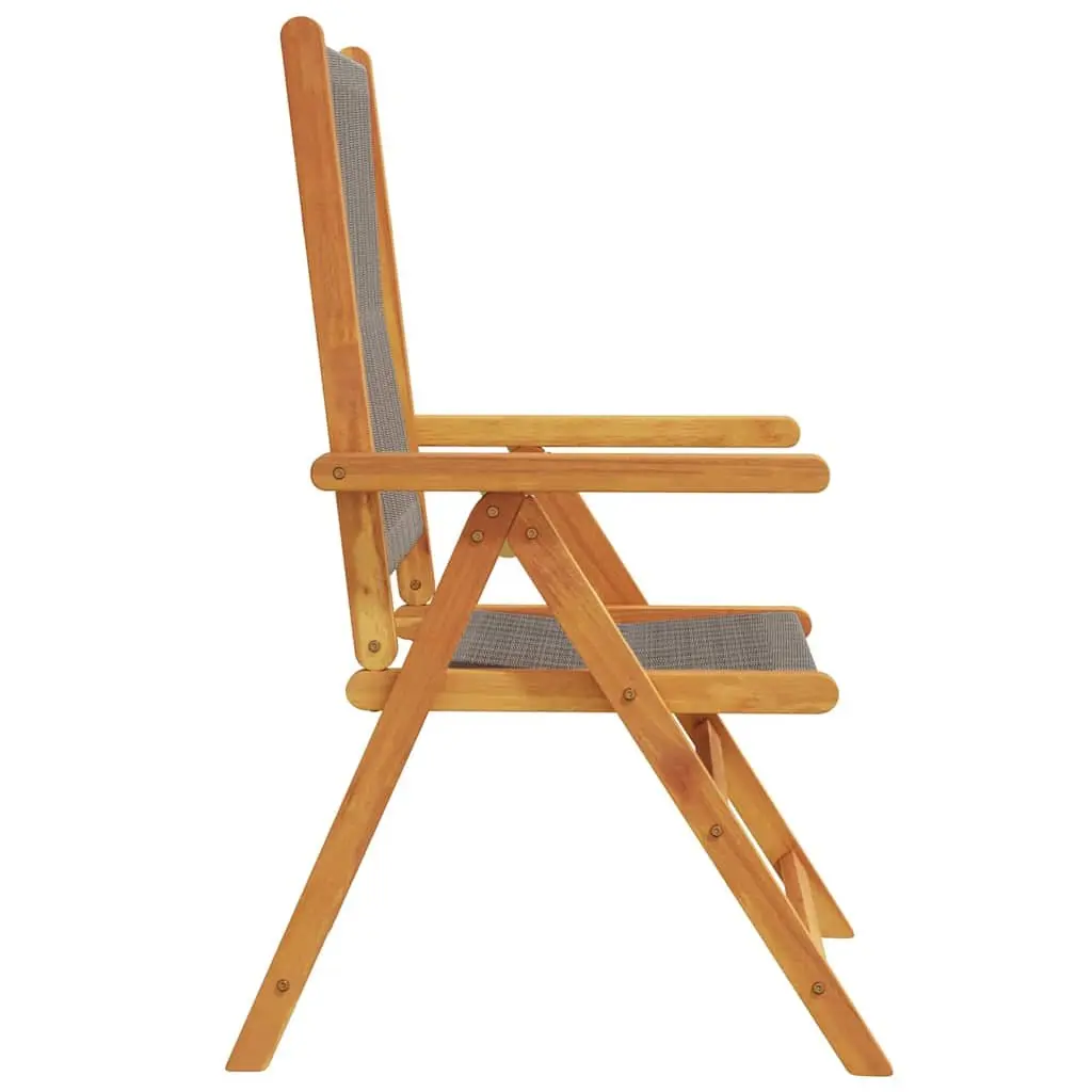 Outdoor Reclining Garden Chairs 4 Pcs Grey Foldable Wooden Patio Seating