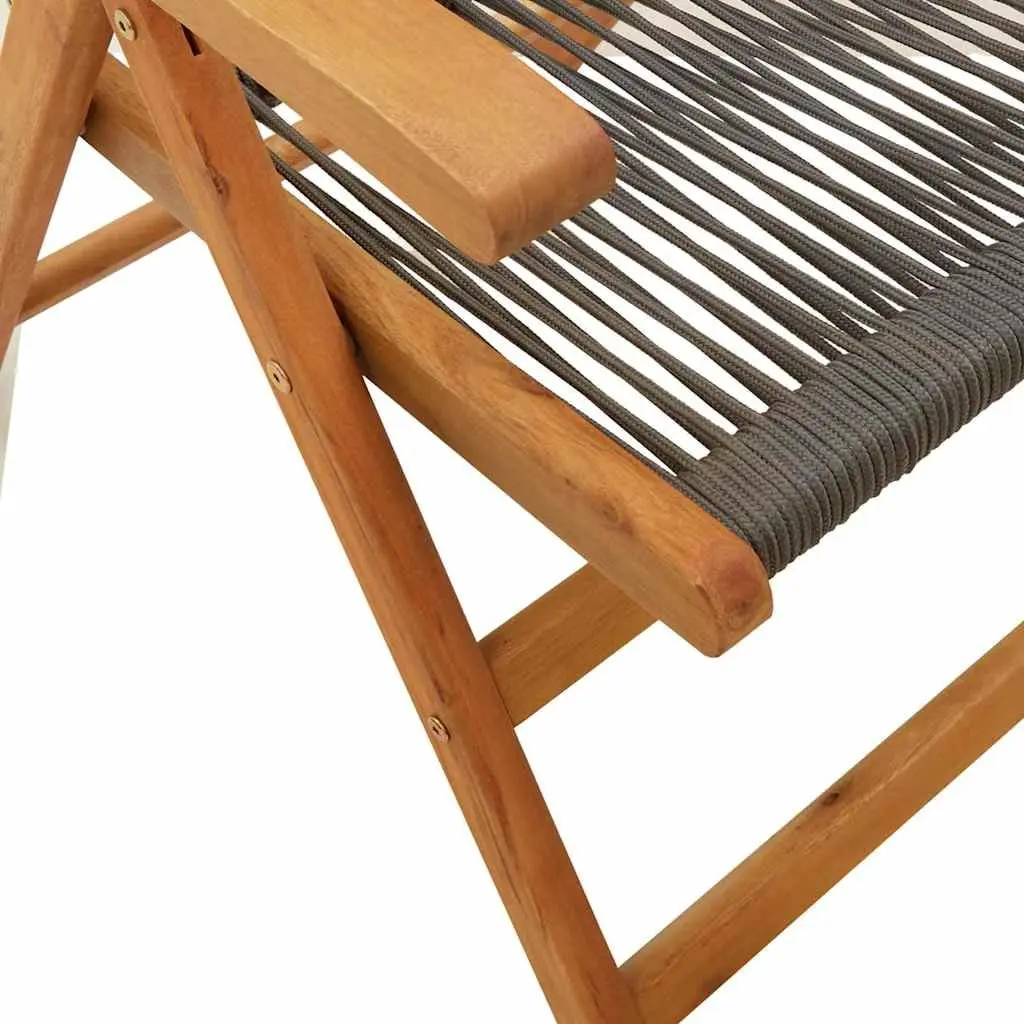 Outdoor Reclining Garden Chairs 4 Pcs Grey Foldable Wooden Patio Seating