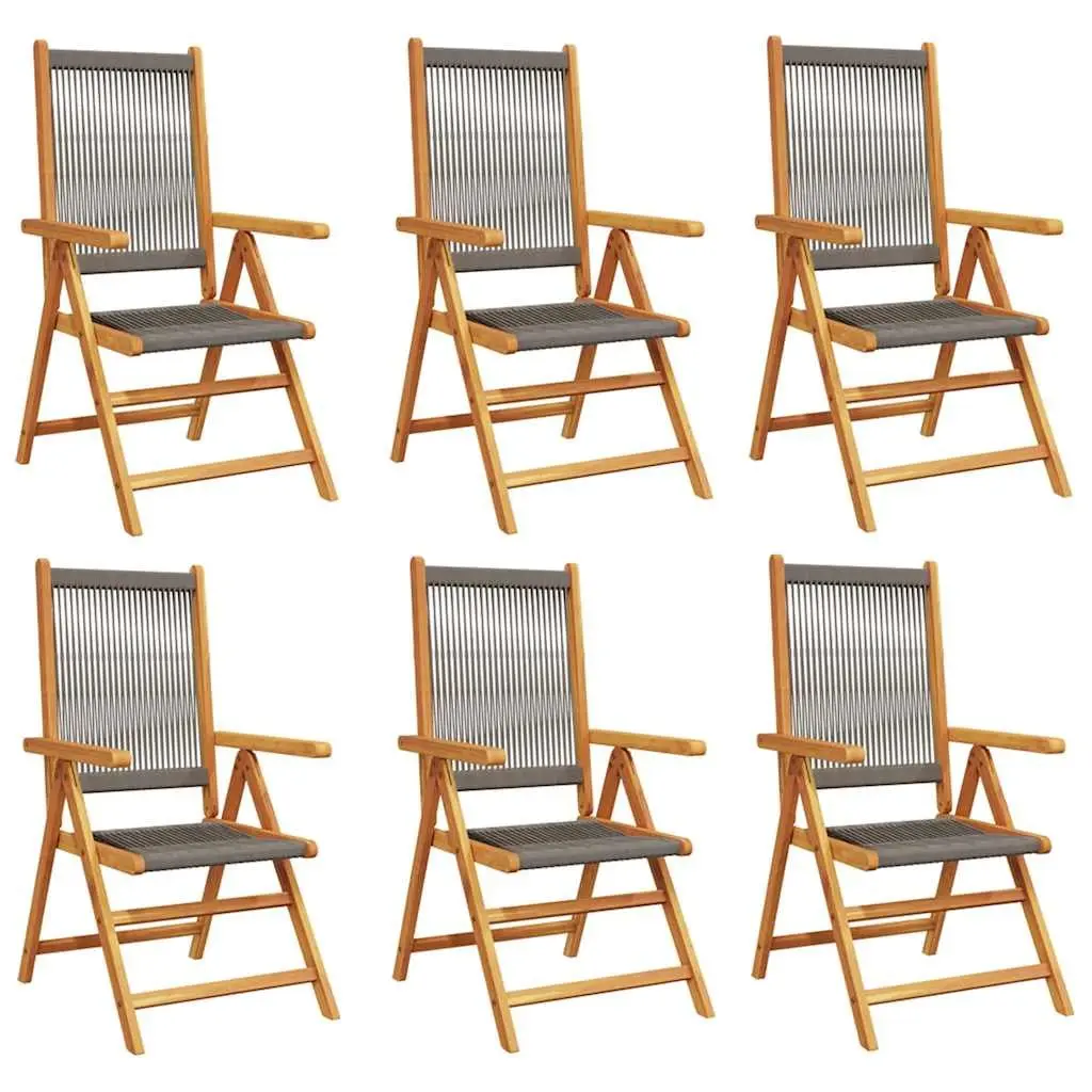 Reclining Outdoor Chairs Set 6 pcs Foldable Garden Seating Grey Wood