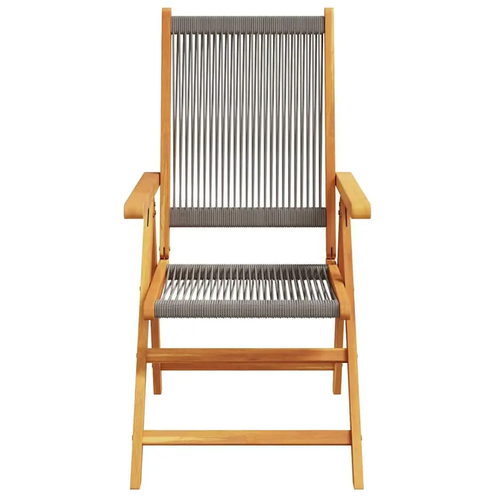 Reclining Outdoor Chairs Set 6 pcs Foldable Garden Seating Grey Wood