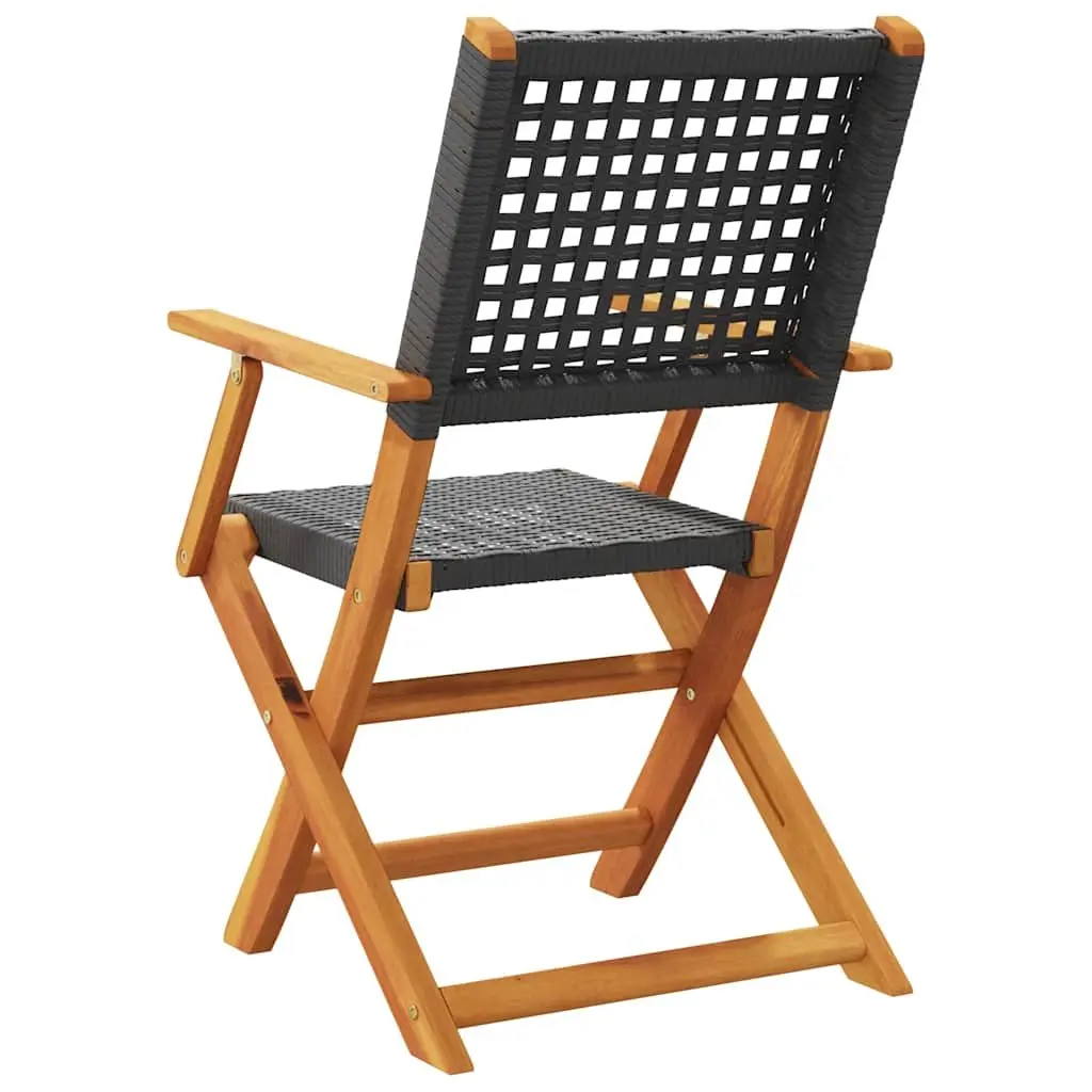 Folding Chairs Outdoor Seating 6 Piece Black Poly Rattan