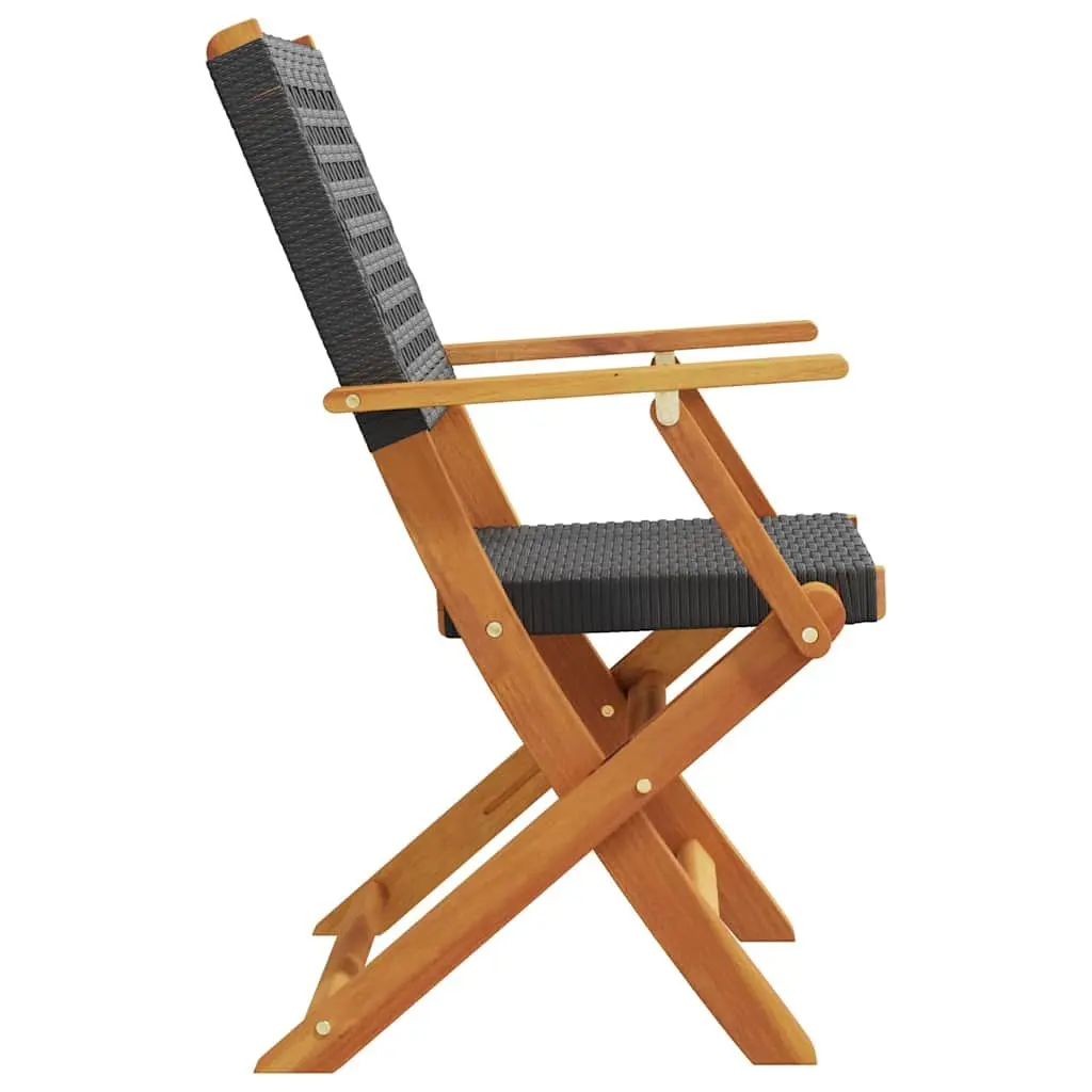 Folding Chairs Outdoor Seating 6 Piece Black Poly Rattan