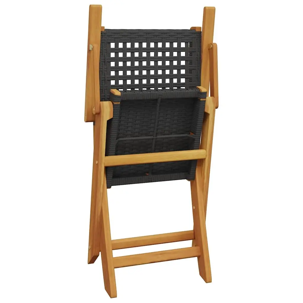 Folding Chairs Outdoor Seating 6 Piece Black Poly Rattan