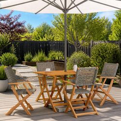 Practical Folding Garden Chairs in Grey Set of 4