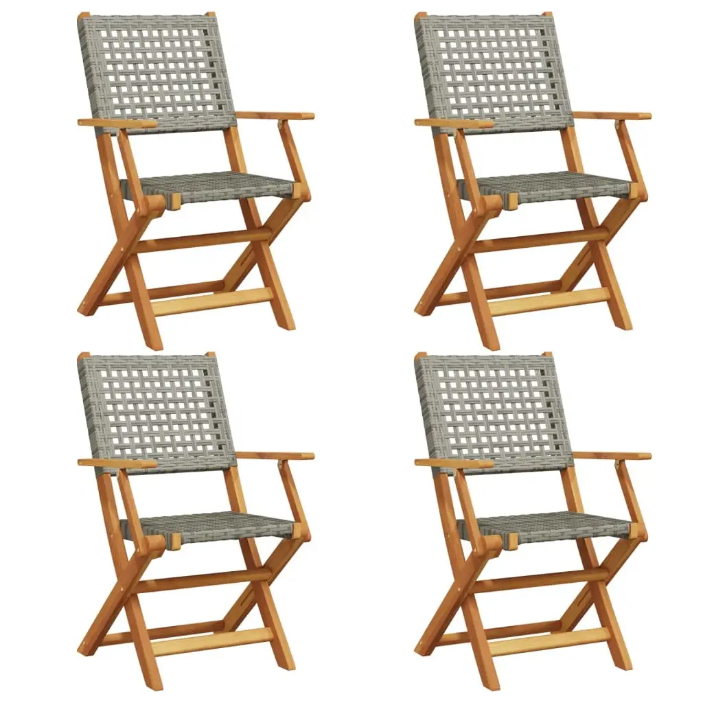 Folding Garden Chairs in Grey Set of 4