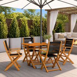 Durable Black Acacia Folding Chairs for Outdoor Use