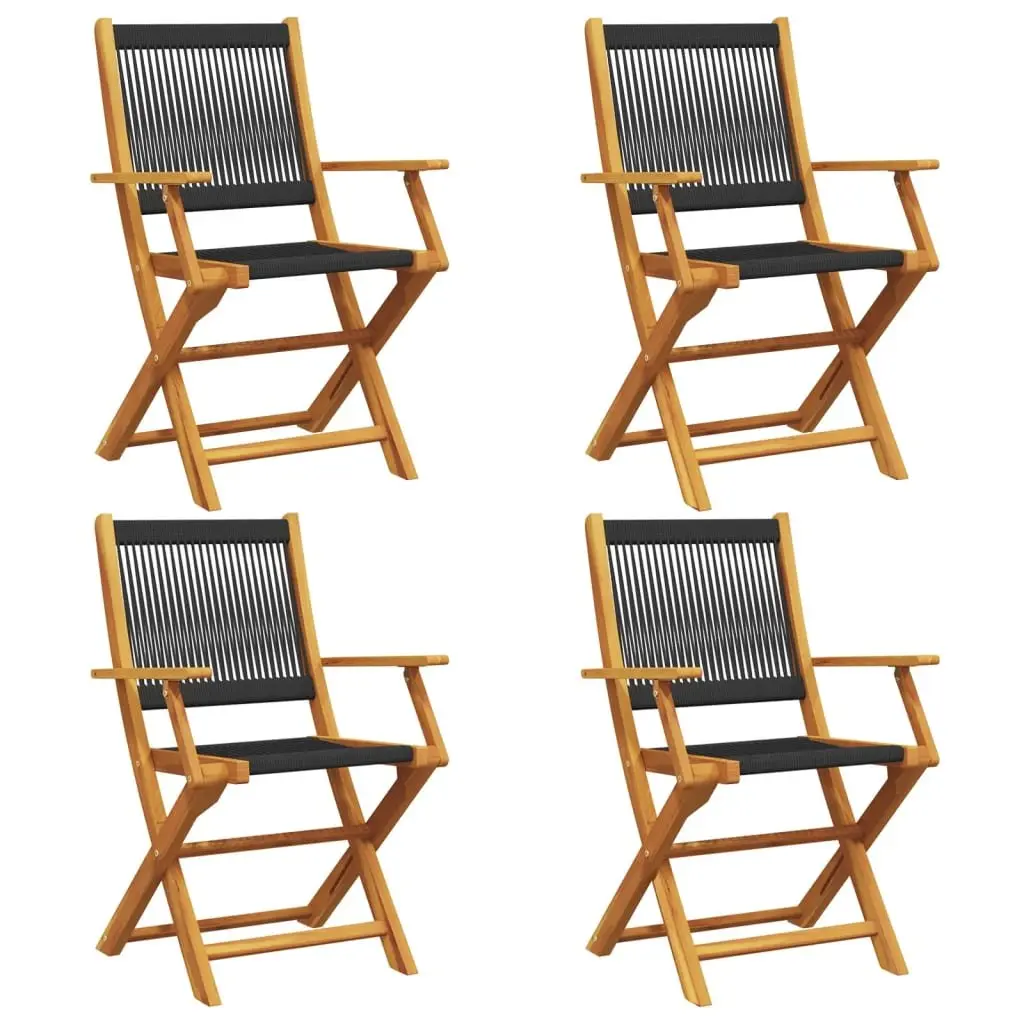 Black Acacia Folding Chairs for Outdoor Use