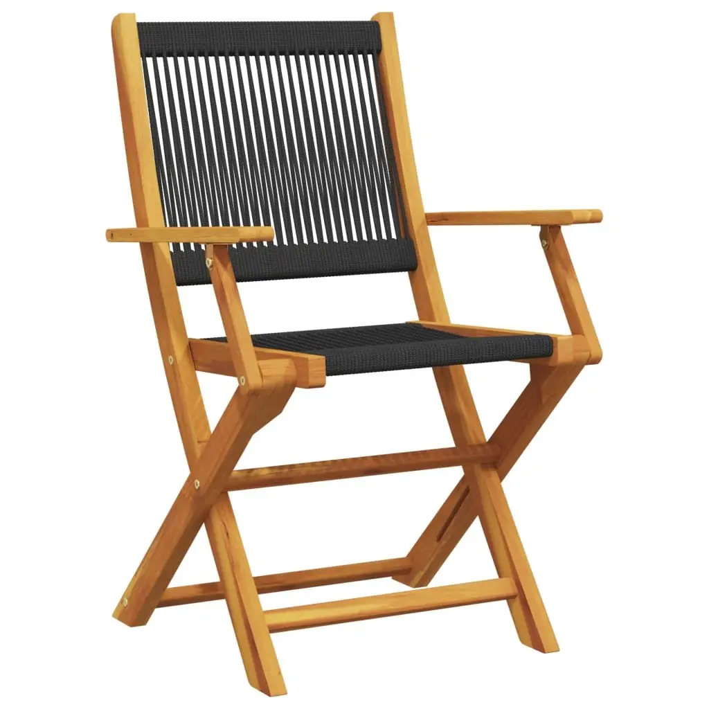 Black Acacia Folding Chairs for Outdoor Use
