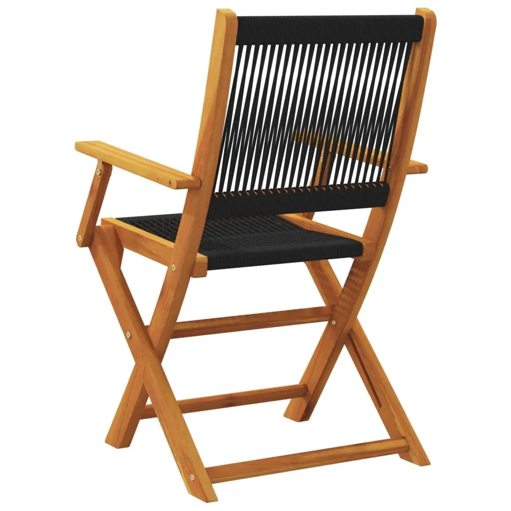 Black Acacia Folding Chairs for Outdoor Use