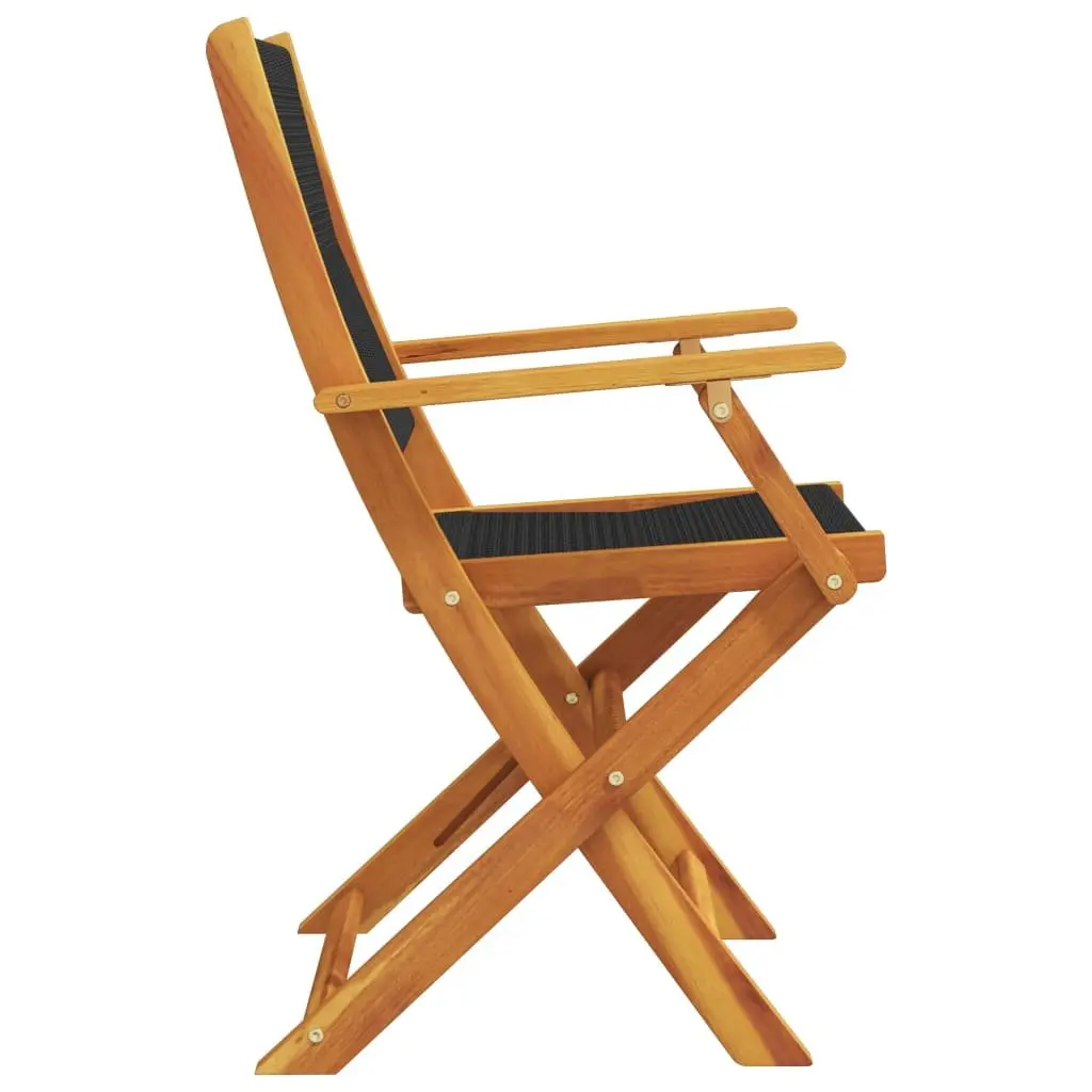 Black Acacia Folding Chairs for Outdoor Use