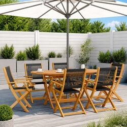 Durable Folding Garden Chairs - 6 Piece Acacia Set