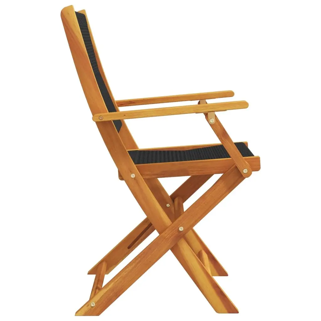 Folding Garden Chairs Outdoor Seating 6 Piece Black Acacia Wood