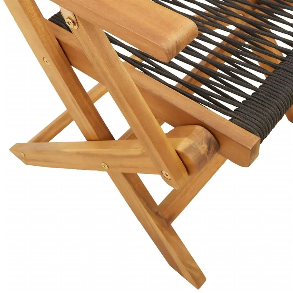 Folding Garden Chairs Outdoor Seating 6 Piece Black Acacia Wood