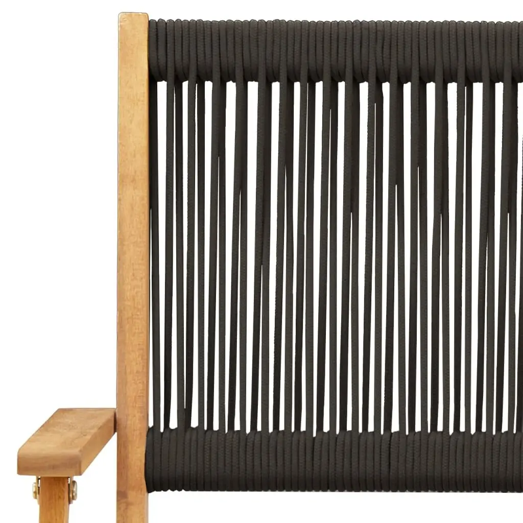 Folding Garden Chairs Outdoor Seating 6 Piece Black Acacia Wood