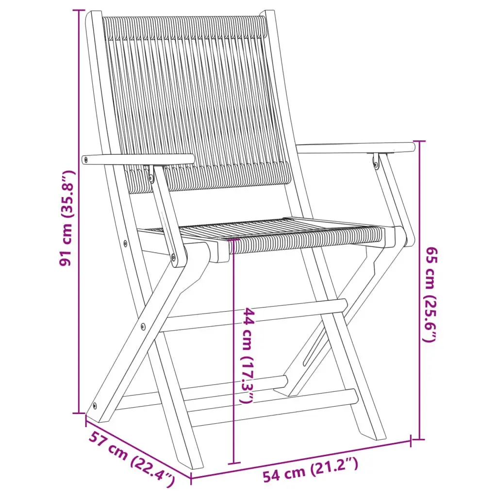 Folding Garden Chairs Outdoor Seating 6 Piece Black Acacia Wood