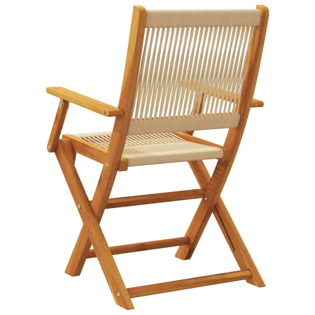 Folding Garden Chairs Outdoor Seating 4 Piece Beige Solid Wood Acacia
