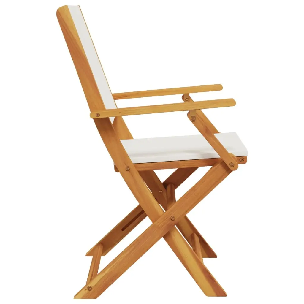 Folding Garden Chairs Set 6 Piece Outdoor Seating White Fabric Wood