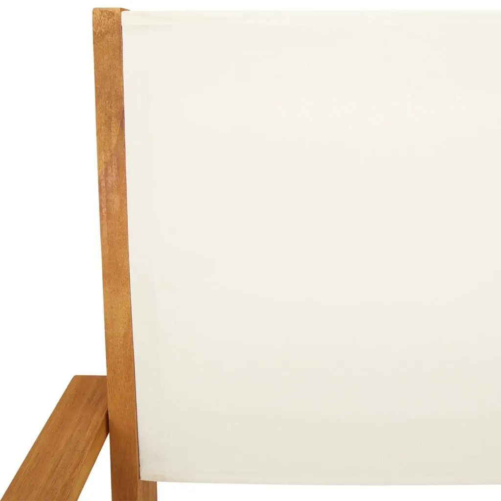 Folding Garden Chairs Set 6 Piece Outdoor Seating White Fabric Wood