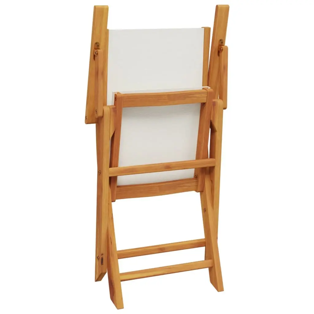 Folding Garden Chairs Set 6 Piece Outdoor Seating White Fabric Wood
