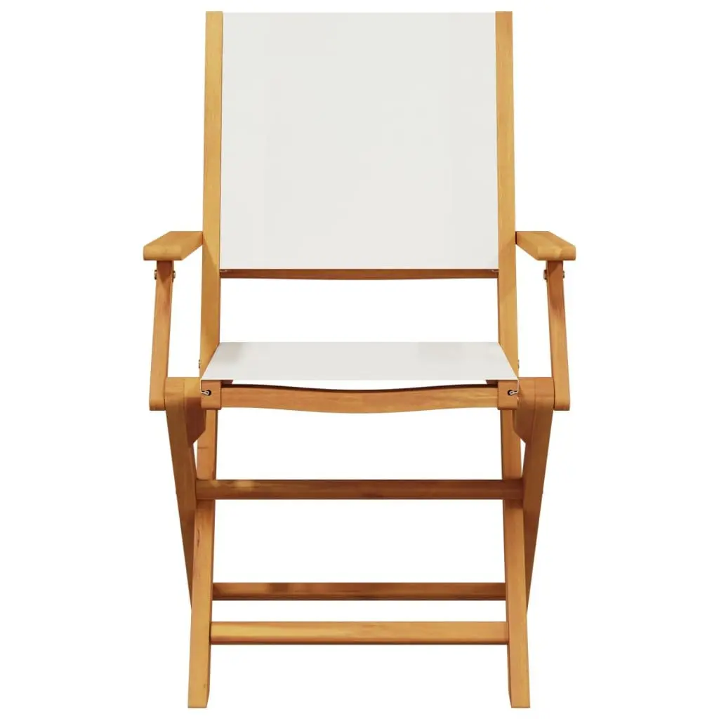 Folding Garden Chairs Set 8 Piece Outdoor Seating White Fabric Wooden