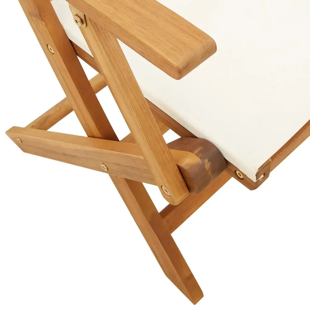 Folding Garden Chairs Set 8 Piece Outdoor Seating White Fabric Wooden