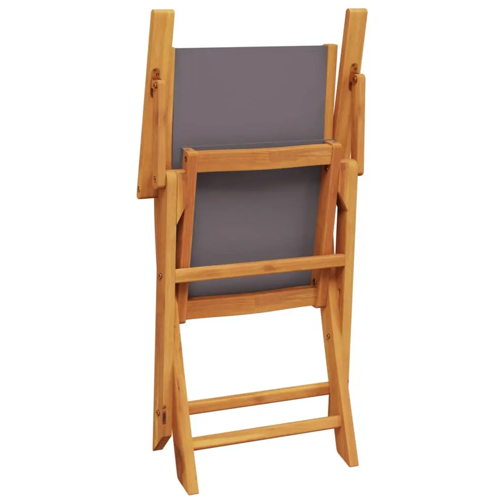 Folding Garden Chairs Outdoor Seating 4 Piece Acacia Wood Anthracite Fabric