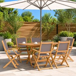 Folding Garden Chairs Set 6 pcs Anthracite Outdoor Seating Wood Armrests
