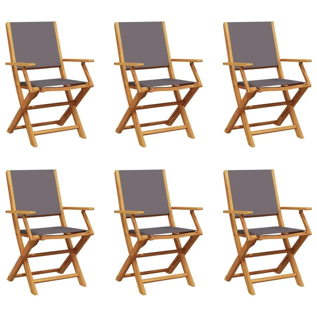 Folding Garden Chairs Set 6 Piece Outdoor Seating Anthracite Solid Acacia Wood