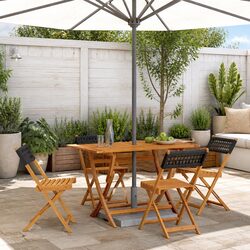 Durable Folding Garden Chairs Set of 4 with PE Rattan Seating