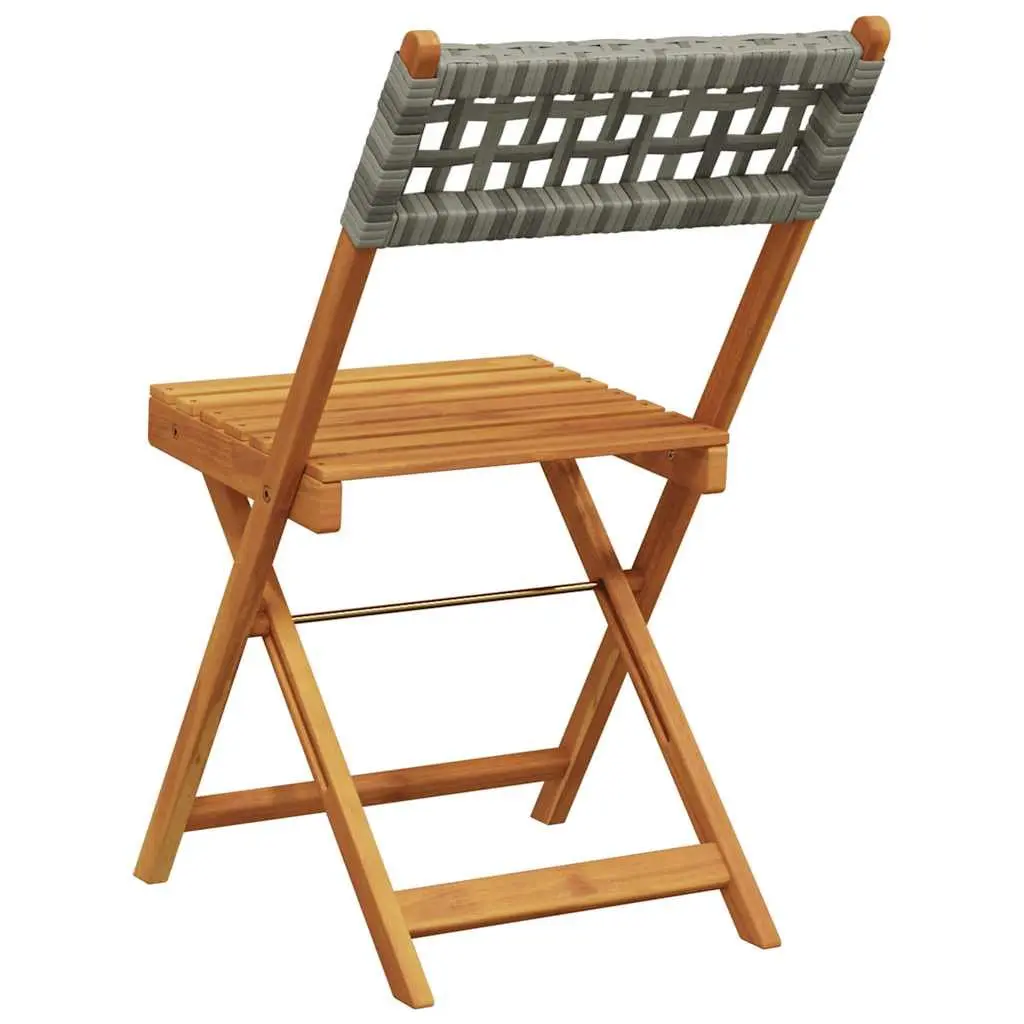 Folding Garden Chairs Set of 6 Outdoor Seating Grey with Wooden Armrests