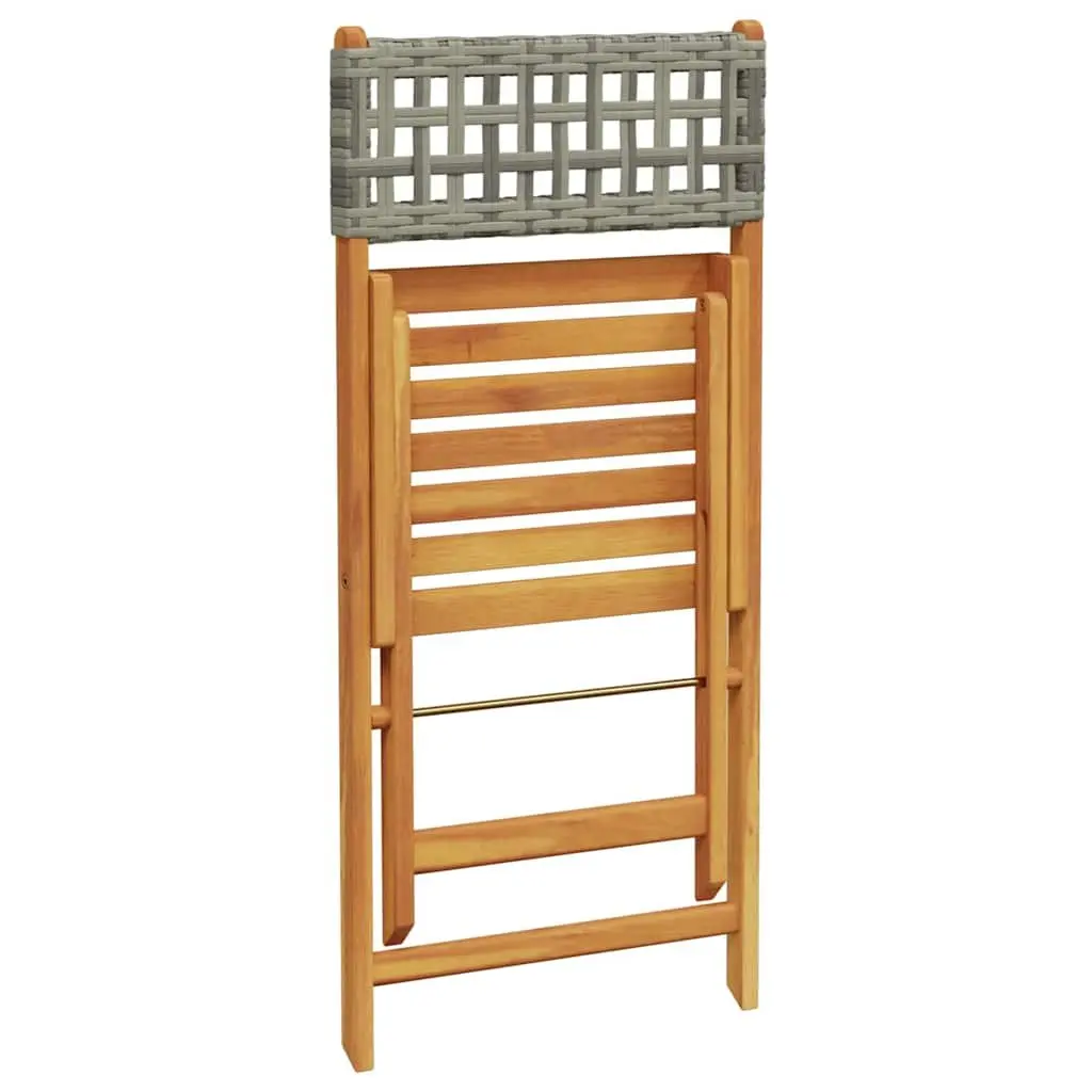 Folding Garden Chairs Set of 6 Outdoor Seating Grey with Wooden Armrests