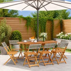 8 Durable Folding Garden Chairs with Rattan Seating