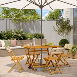 Comfortable Beige Folding Chairs Set of 4 for Outdoors