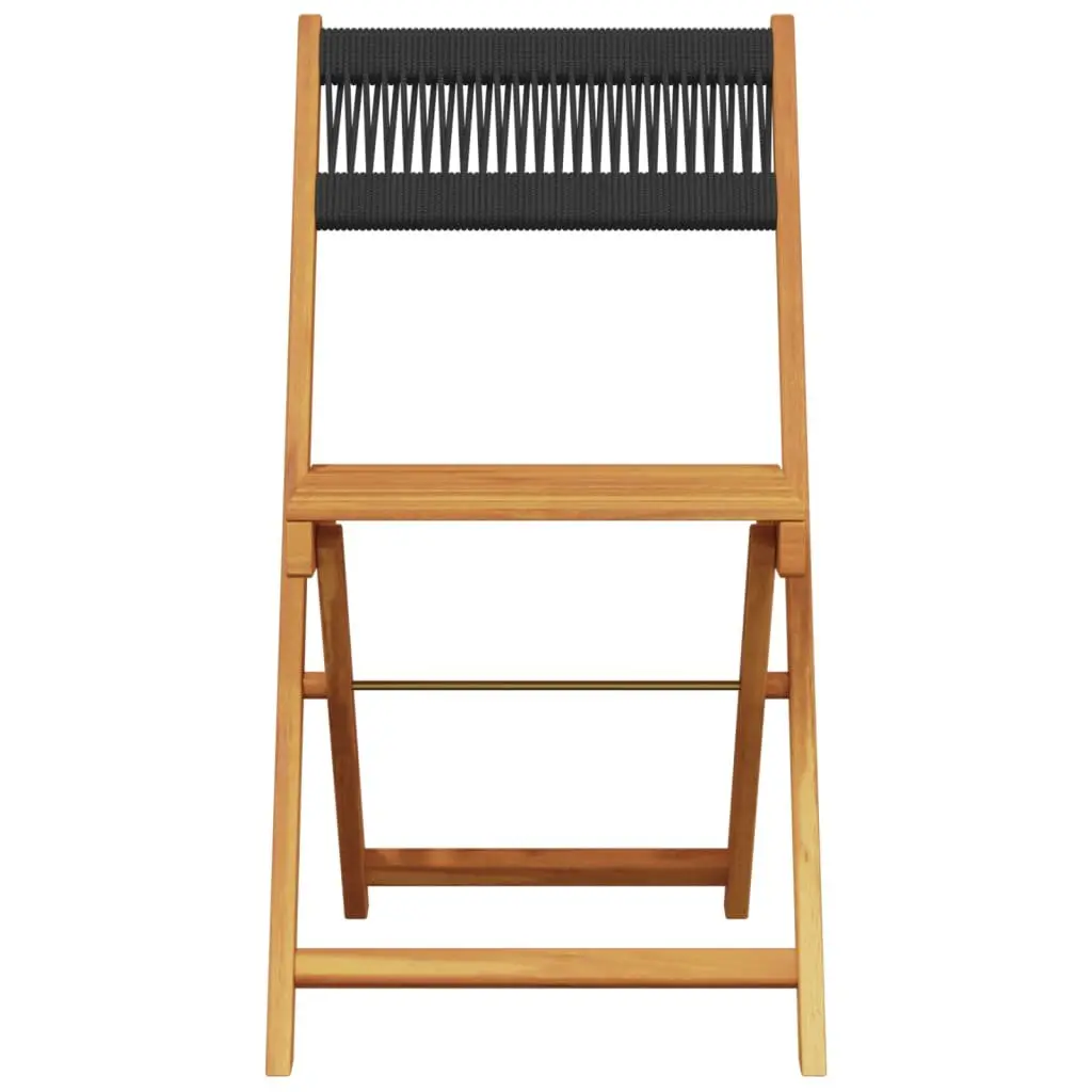 Folding Garden Chairs 6 Pieces Black Outdoor Seating Wood Patio Furniture Set