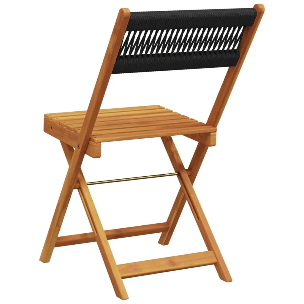 Folding Garden Chairs 6 Pieces Black Outdoor Seating Wood Patio Furniture Set