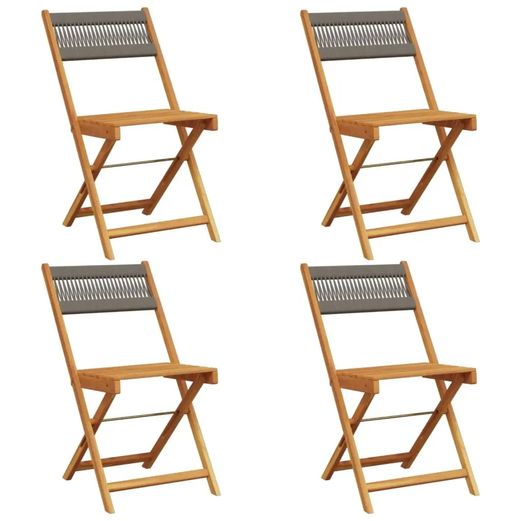 Folding Garden Chairs Outdoor Seating 4 Piece Grey Acacia Wood