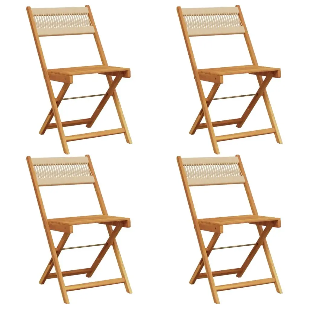 Folding Garden Chairs Outdoor Seating 4 Piece Beige Patio Furniture Set